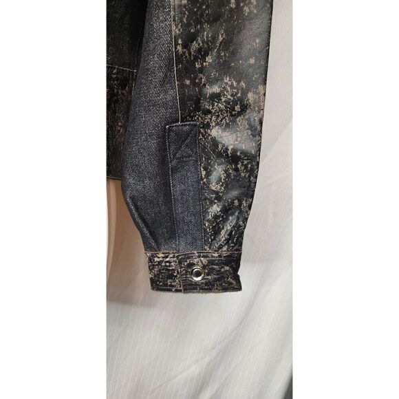 H&D Classic Leather Collection Womens Large Leather Denim Biker Style Jacket M - Picture 9 of 11